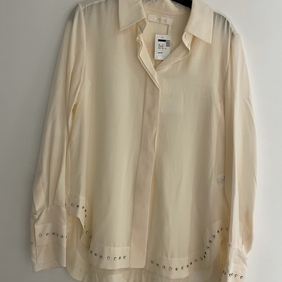 Designer Chloe Blouse w gems and removable tie. - Picture 3 of 7